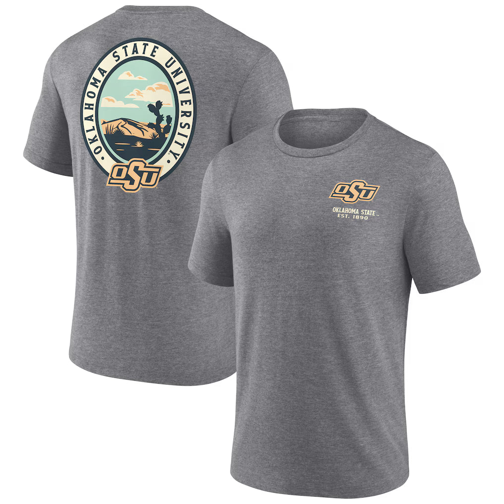 Oklahoma State Cowboys NCAA Region Outdoors Tri-Blend T-Shirt – Heather Gray (USA Stock)