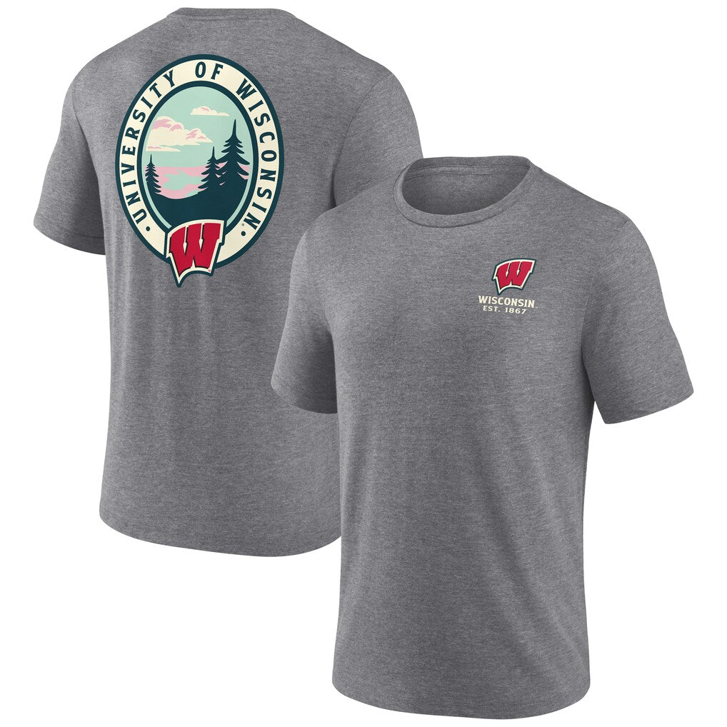 Wisconsin Badgers NCAA Region Outdoors Tri-Blend T-Shirt – Heather Gray (USA Stock)