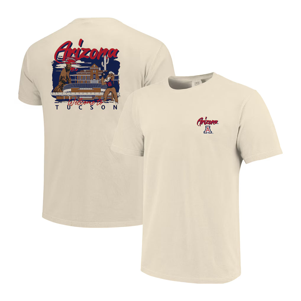 Arizona Wildcats T-Shirt – Image One Comfort Colors Hand-Drawn Campus Stack – Natural (USA Sourced)