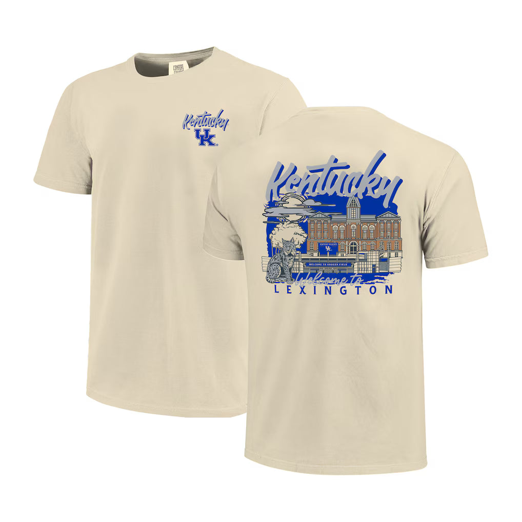 Kentucky Wildcats T-Shirt – Image One Comfort Colors Hand-Drawn Campus Stack – Natural (USA Sourced)