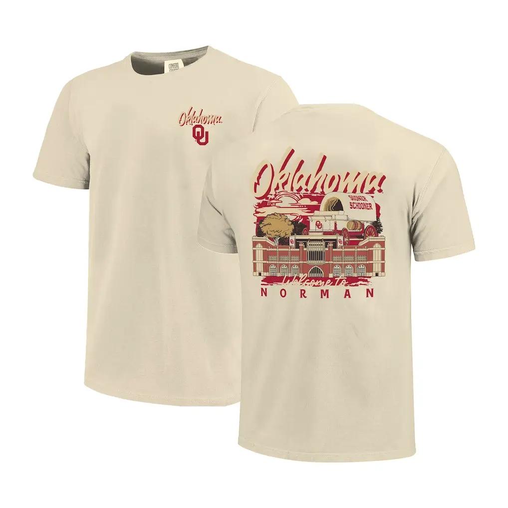 Oklahoma Sooners T-Shirt – Image One Comfort Colors Hand-Drawn Campus Stack – Natural (USA Sourced)