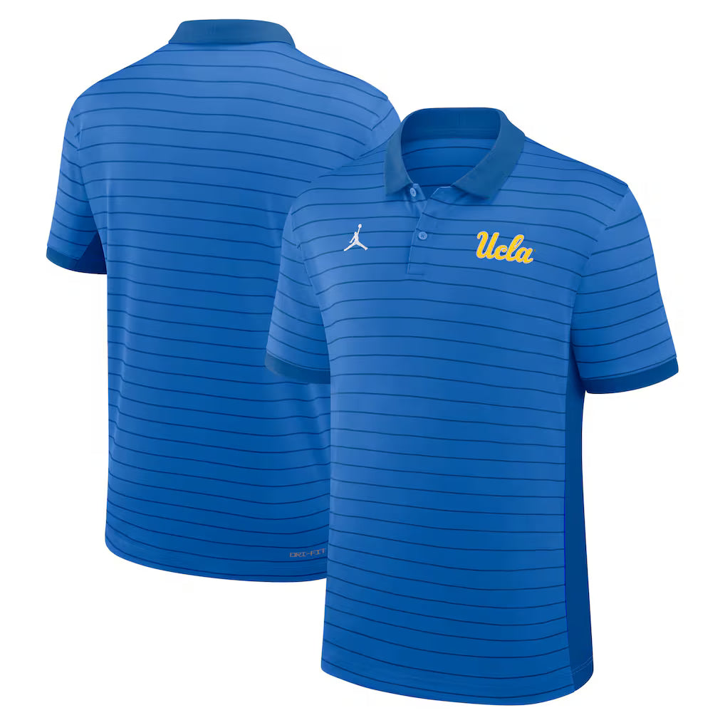 UCLA Bruins Polo Shirt – NCAA Jordan Brand Sideline Victory Stripe Dri-FIT – Blue (USA Sourced) by Champion