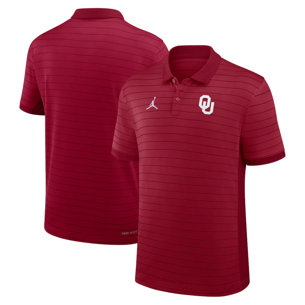 Oklahoma Sooners Polo Shirt – NCAA Jordan Brand Sideline Victory Stripe Dri-FIT – Crimson (USA Sourced) by Jordan Branded