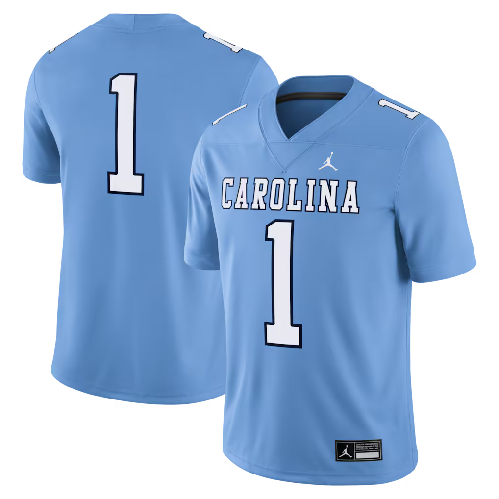 North Carolina Tar Heels Football Jersey – NCAA Jordan Brand Alternate Game – Carolina Blue (USA Sourced)