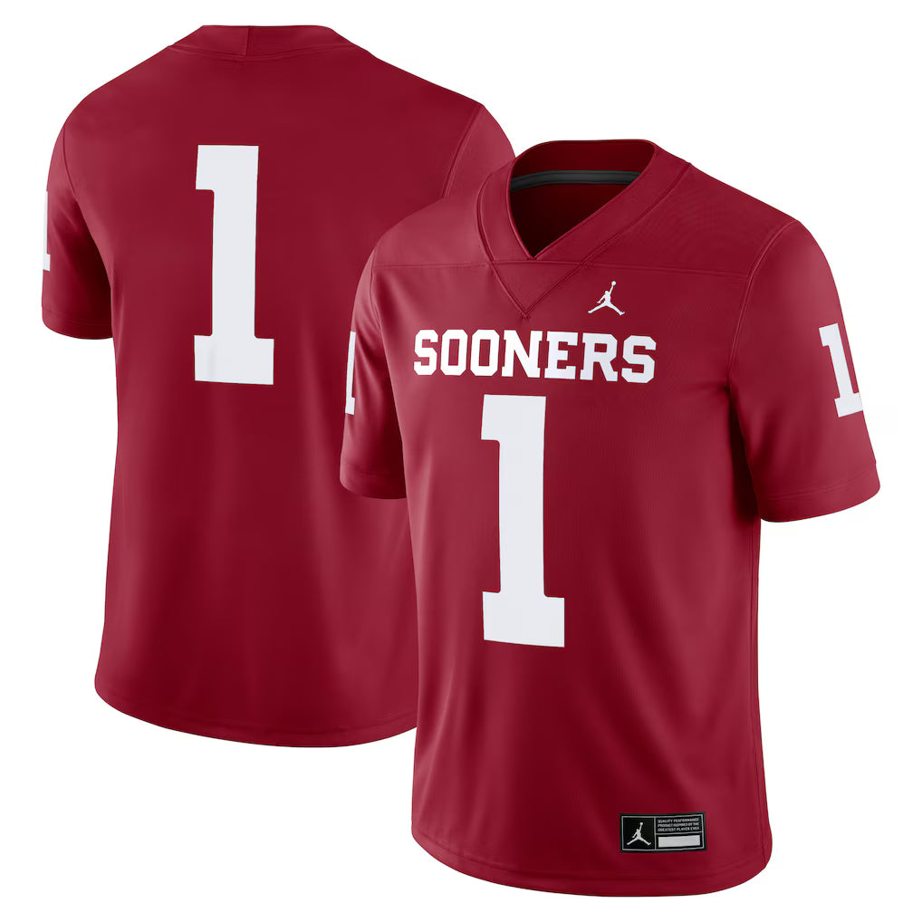 Oklahoma Sooners Football Jersey – NCAA Jordan Brand Game – Crimson (USA Sourced)