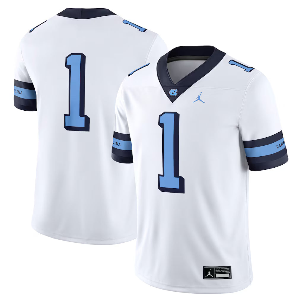North Carolina Tar Heels Football Jersey – NCAA Jordan Brand Alternate Game – White (USA Sourced)