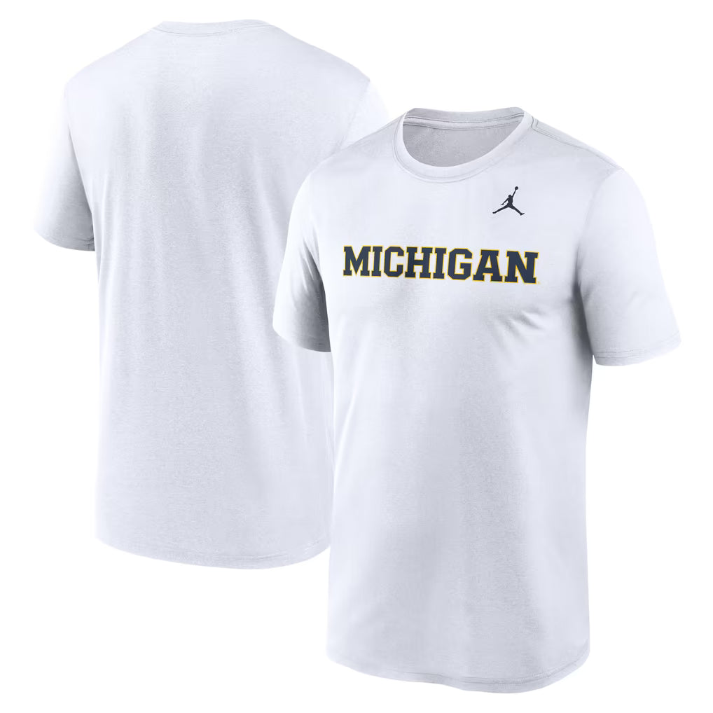 Michigan Wolverines T-Shirt – NCAA Jordan Brand Primetime Legend Wordmark – 2 Colours (USA Sourced)