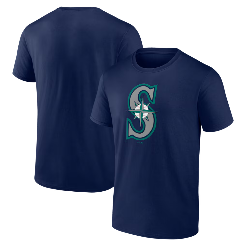 Seattle Mariners MLB Logo Athletic Official Logo T-Shirt – Navy (USA Stock)