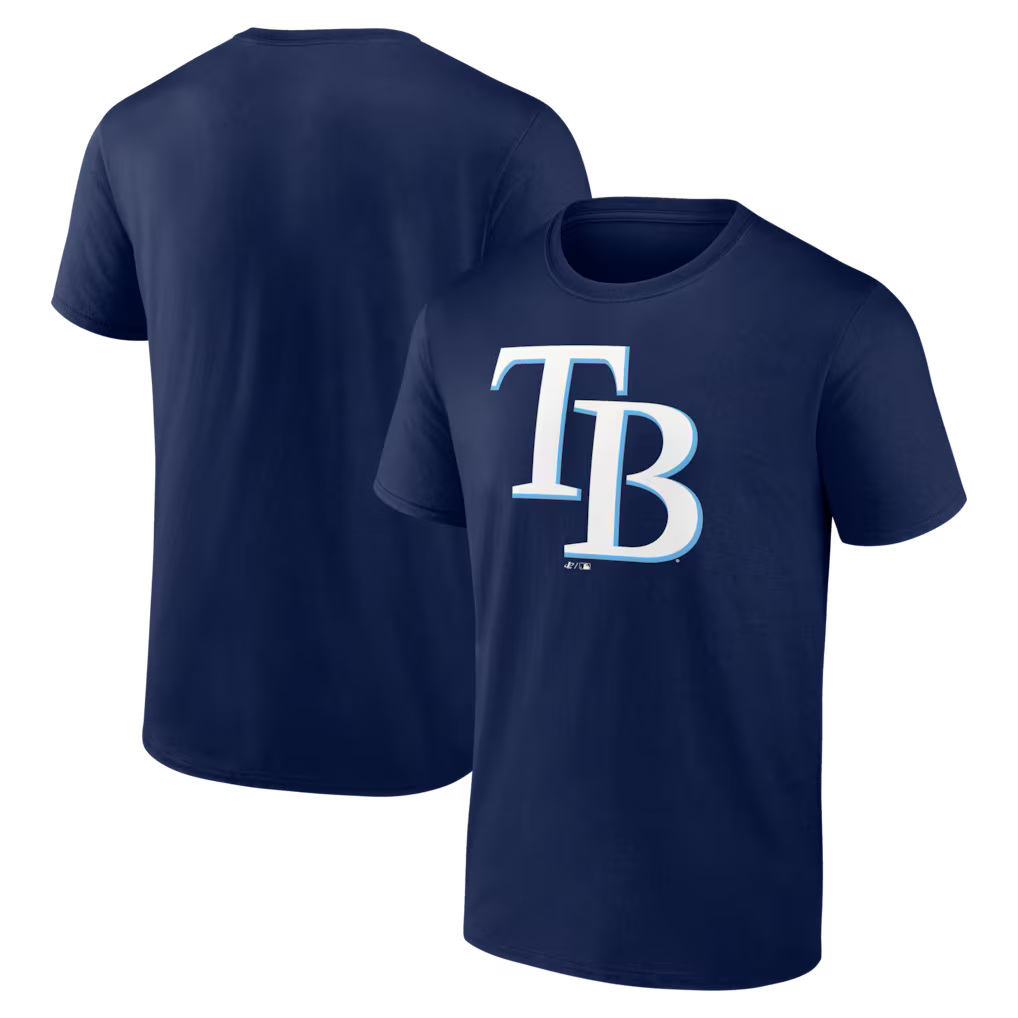 Tampa Bay Rays MLB Logo Athletic Official Logo T-Shirt – Navy (USA Stock)
