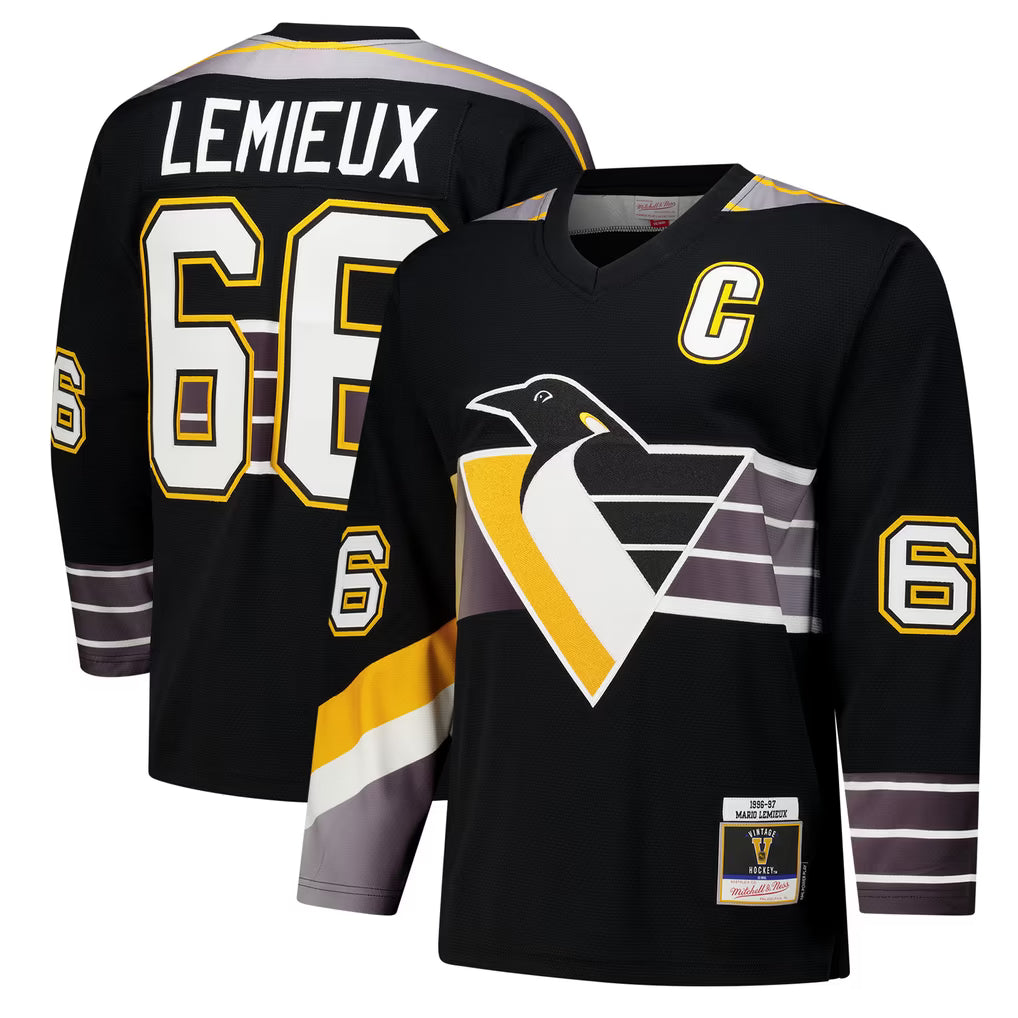 Pittsburgh Penguins Mario Lemieux Jersey – NHL Mitchell &amp; Ness 1996-97 Power Play – Black (USA Sourced)
