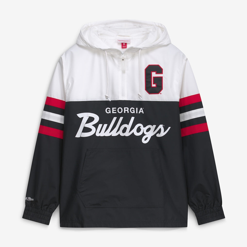 Georgia Bulldogs Windbreaker – NCAA Mitchell &amp; Ness Head Coach Anorak – Black (USA Sourced)