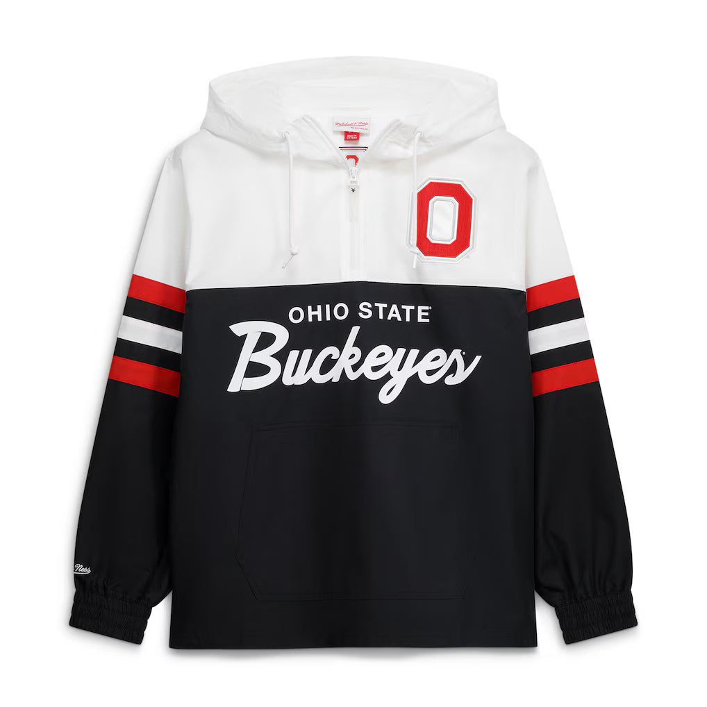 Ohio State Buckeyes Windbreaker – NCAA Mitchell &amp; Ness Head Coach Anorak – Black (USA Sourced)