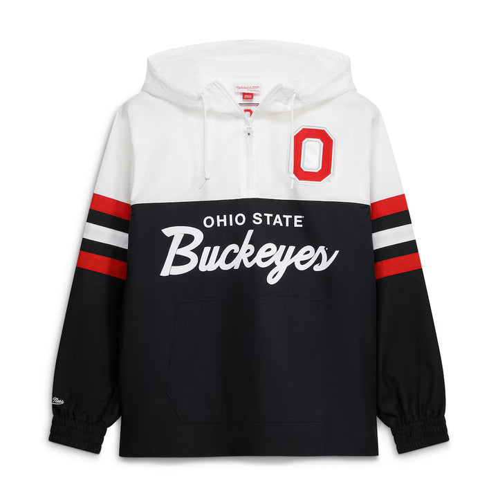 Ohio State Buckeyes Windbreaker – NCAA Mitchell &amp; Ness Head Coach Anorak – Black (USA Sourced)