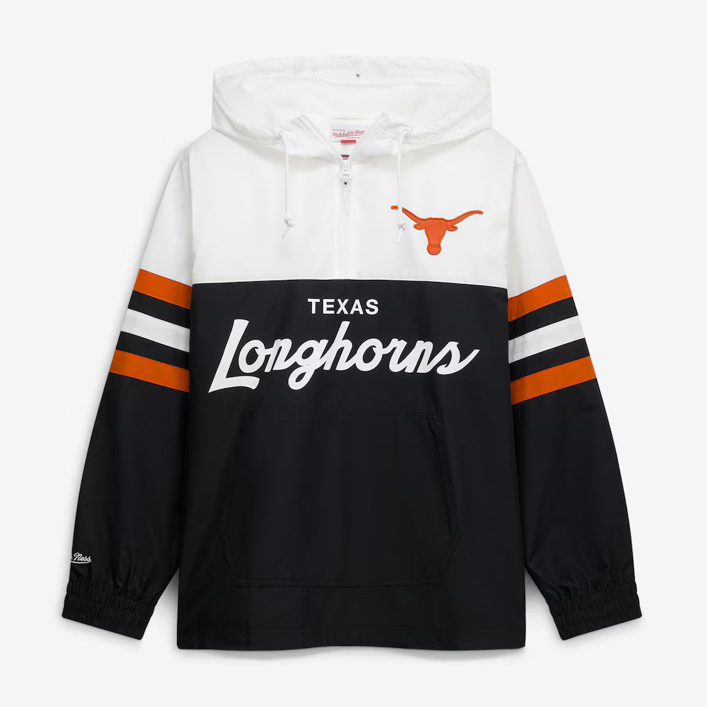 Texas Longhorns Windbreaker – NCAA Mitchell &amp; Ness Head Coach Anorak – Black (USA Sourced)