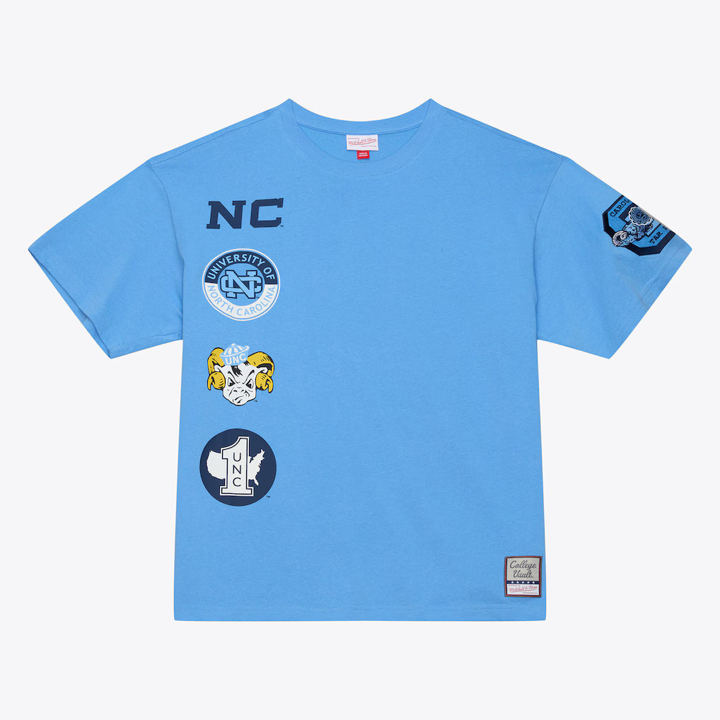 North Carolina Tar Heels NCAA Mitchell &amp; Ness Double Clutch Premium T-Shirt – Carolina Blue (USA Stock) - UKASSNI