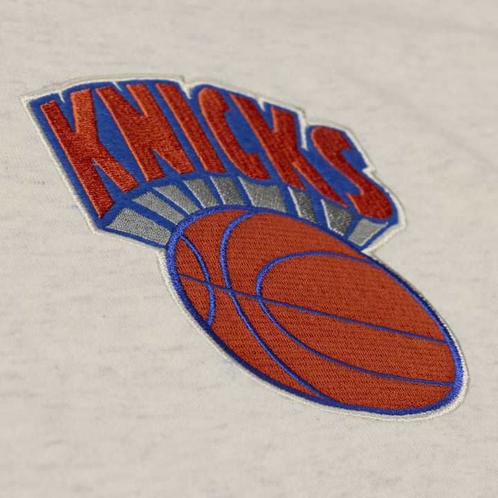 New York Knicks Hoodie – NBA Mitchell &amp; Ness French Terry Hardwood Classics – Cream (USA Sourced)