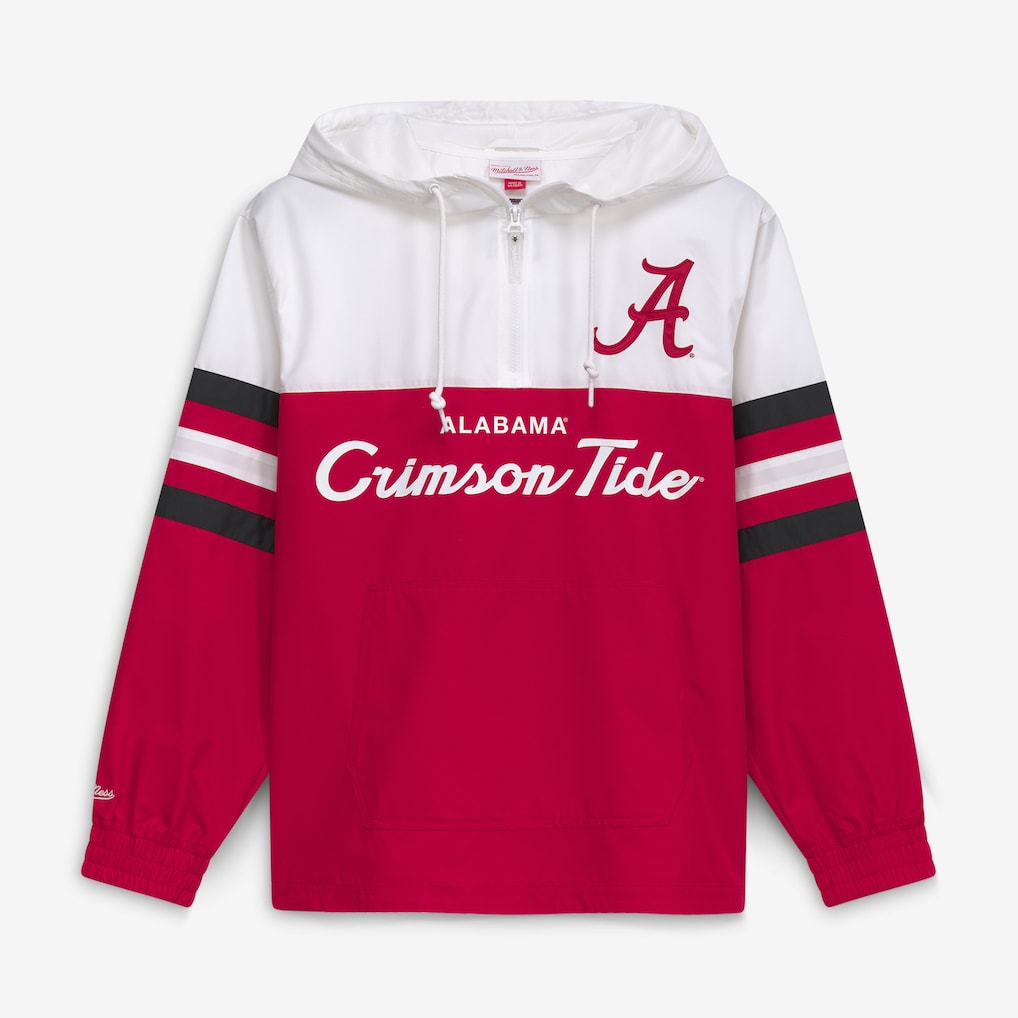 Alabama Crimson Tide Windbreaker – NCAA Mitchell &amp; Ness Head Coach Anorak – Crimson (USA Sourced)