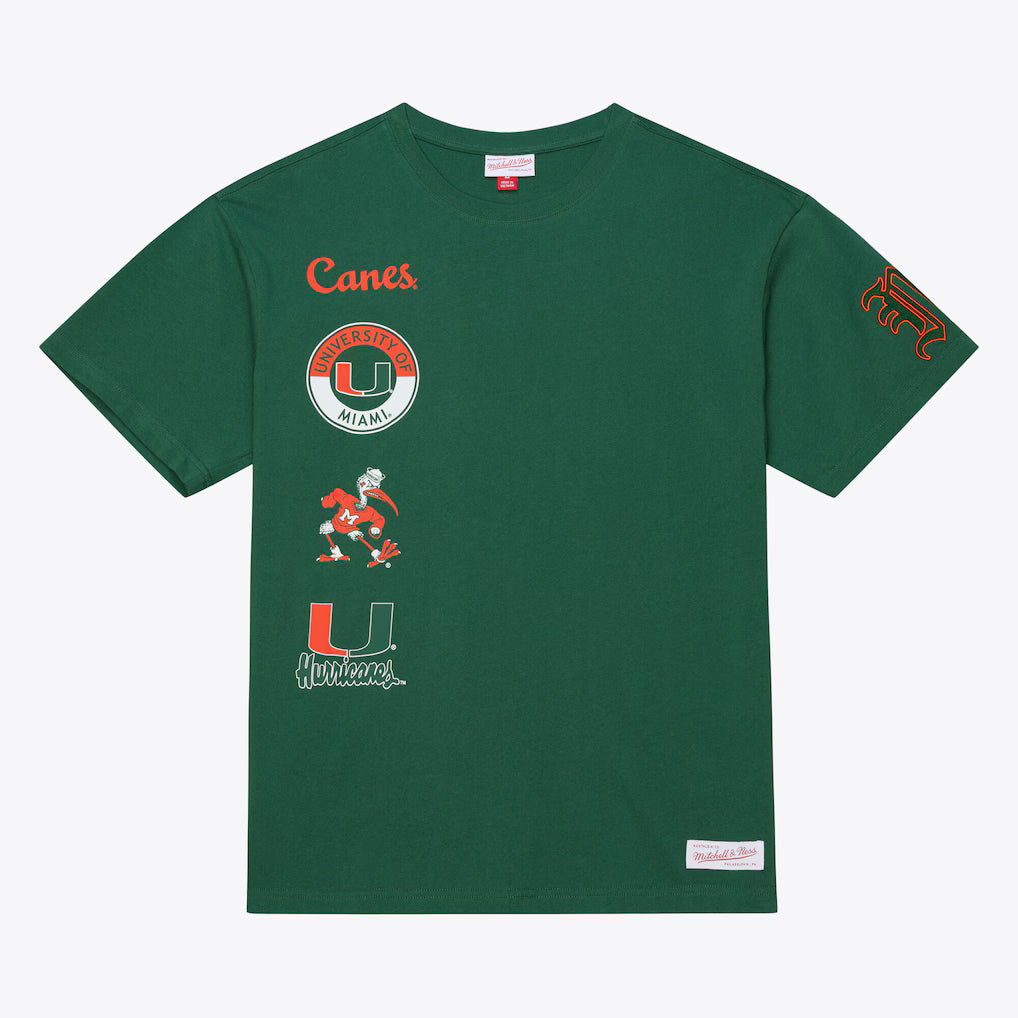 Miami Hurricanes NCAA Mitchell & Ness Double Clutch Premium T-Shirt – Green (USA Stock) - UKASSNI