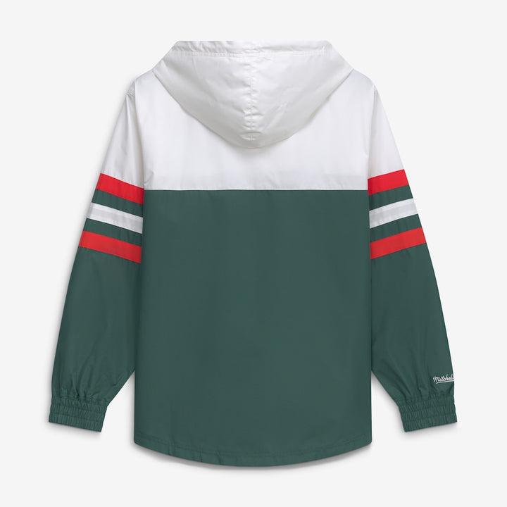 Miami Hurricanes Windbreaker – NCAA Mitchell &amp; Ness Head Coach Anorak – Green (USA Sourced)