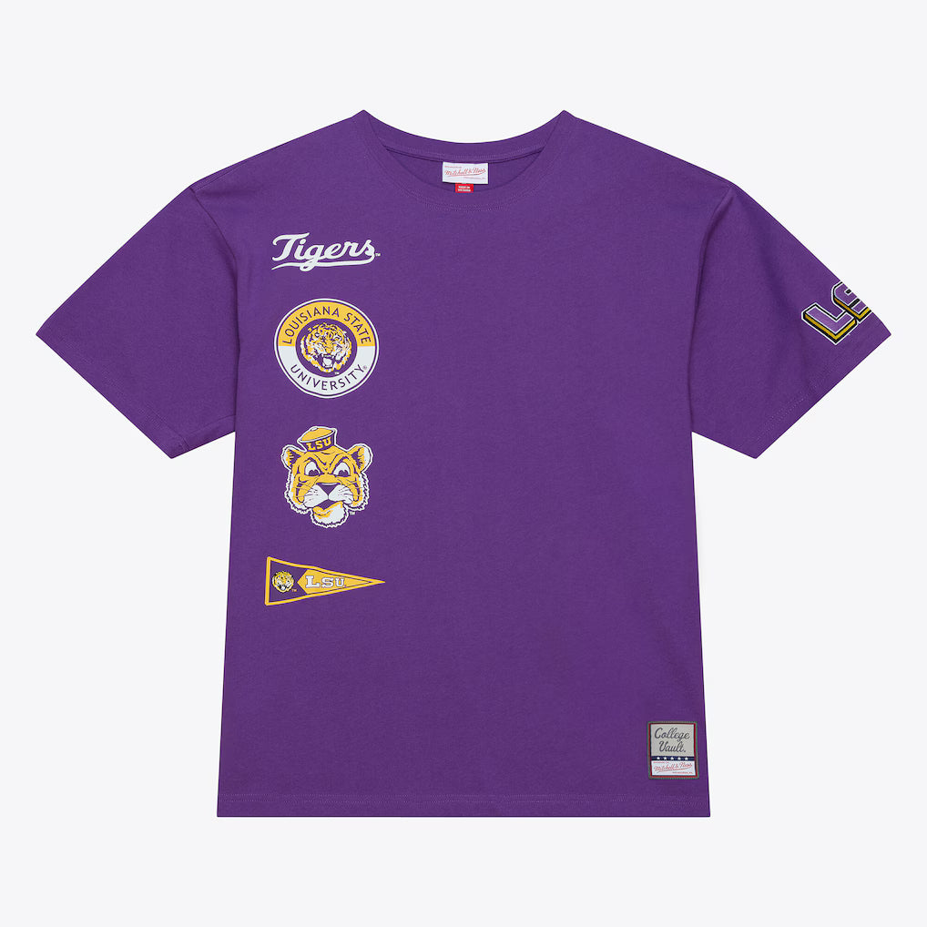 LSU Tigers NCAA Mitchell &amp; Ness Double Clutch Premium T-Shirt – Purple (USA Stock) - UKASSNI