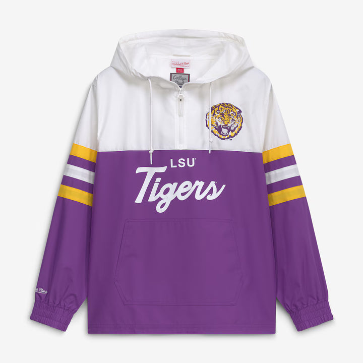 LSU Tigers Windbreaker – NCAA Mitchell &amp; Ness Head Coach Anorak – Purple (USA Sourced)