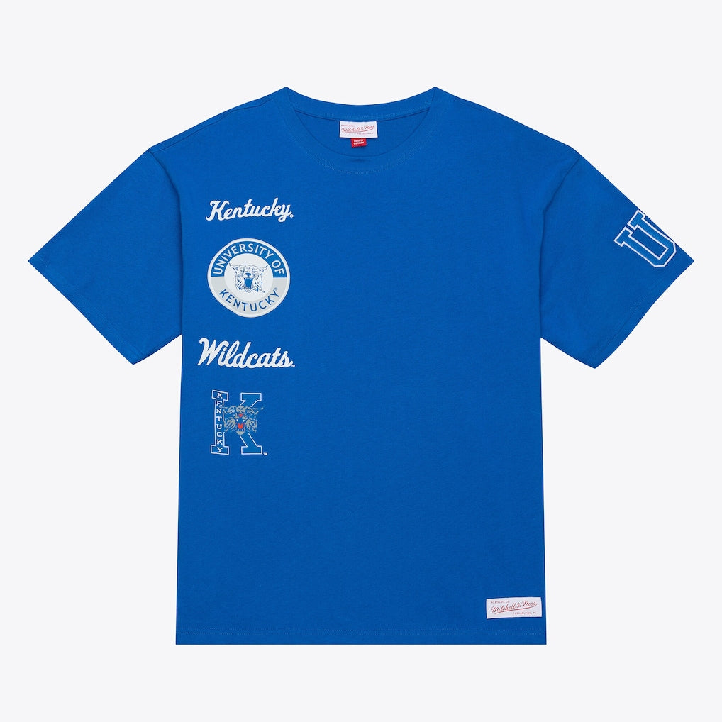 Kentucky Wildcats NCAA Mitchell &amp; Ness Double Clutch Premium T-Shirt – Royal (USA Stock) - UKASSNI