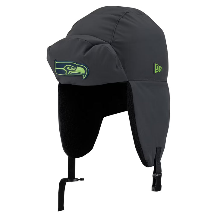 Seattle Seahawks Hat – NFL New Era 2026 Sideline Cold Weather Trapper – Charcoal (USA Sourced)