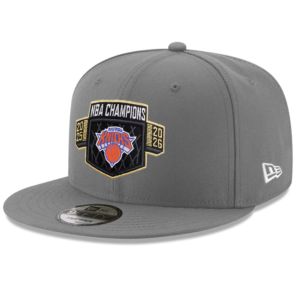 New York Knicks New Era 2026 NBA Finals Champions Locker Room 9FIFTY Snapback Hat - Gray (USA Sourced)