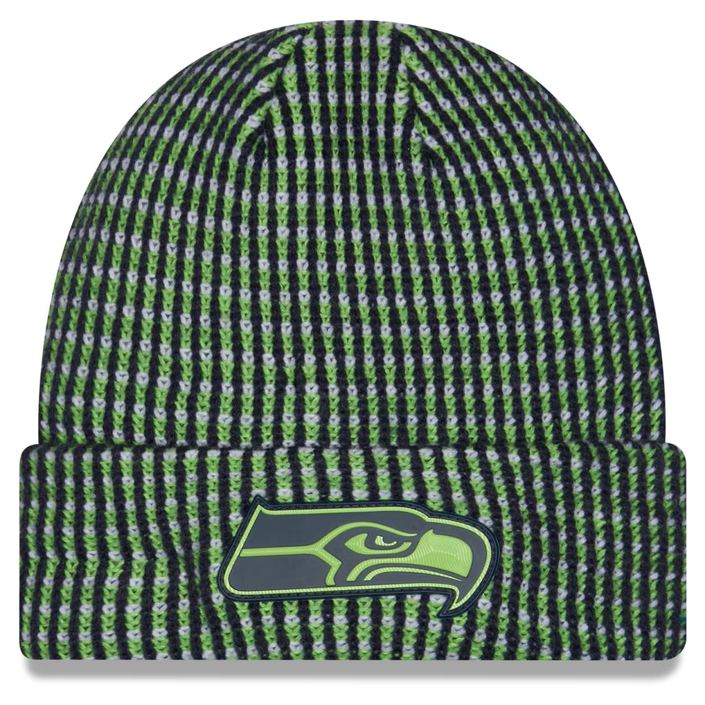 Seattle Seahawks Hat – NFL New Era 2026 Sideline Cold Weather Cuffed Knit – Neon Green (USA Sourced)