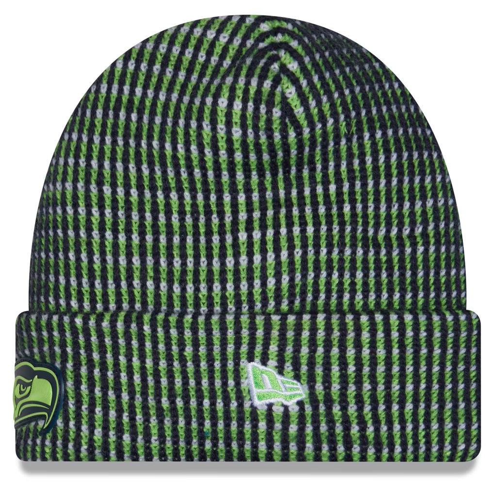 Seattle Seahawks Hat – NFL New Era 2026 Sideline Cold Weather Cuffed Knit – Neon Green (USA Sourced)