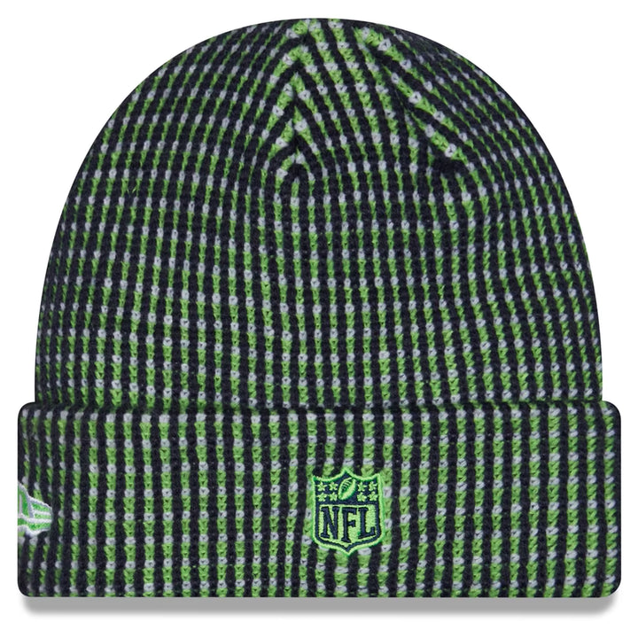 Seattle Seahawks Hat – NFL New Era 2026 Sideline Cold Weather Cuffed Knit – Neon Green (USA Sourced)