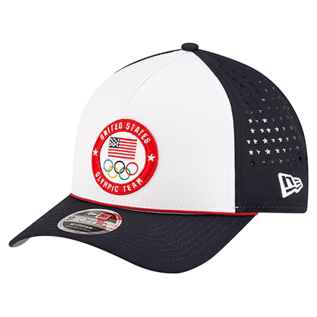 Team USA Olympics New Era 9FORTY M-Crown A-Frame Adjustable Hat – White (USA Stock) - UKASSNI