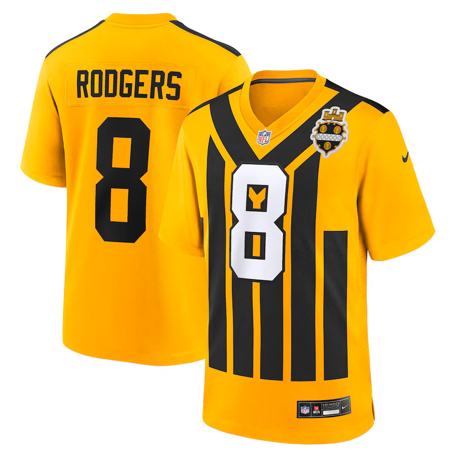 Aaron Rodgers Pittsburgh Steelers NFL Nike Alternate 1933 Throwback Game Jersey – Gold (USA Stock) - UKASSNI