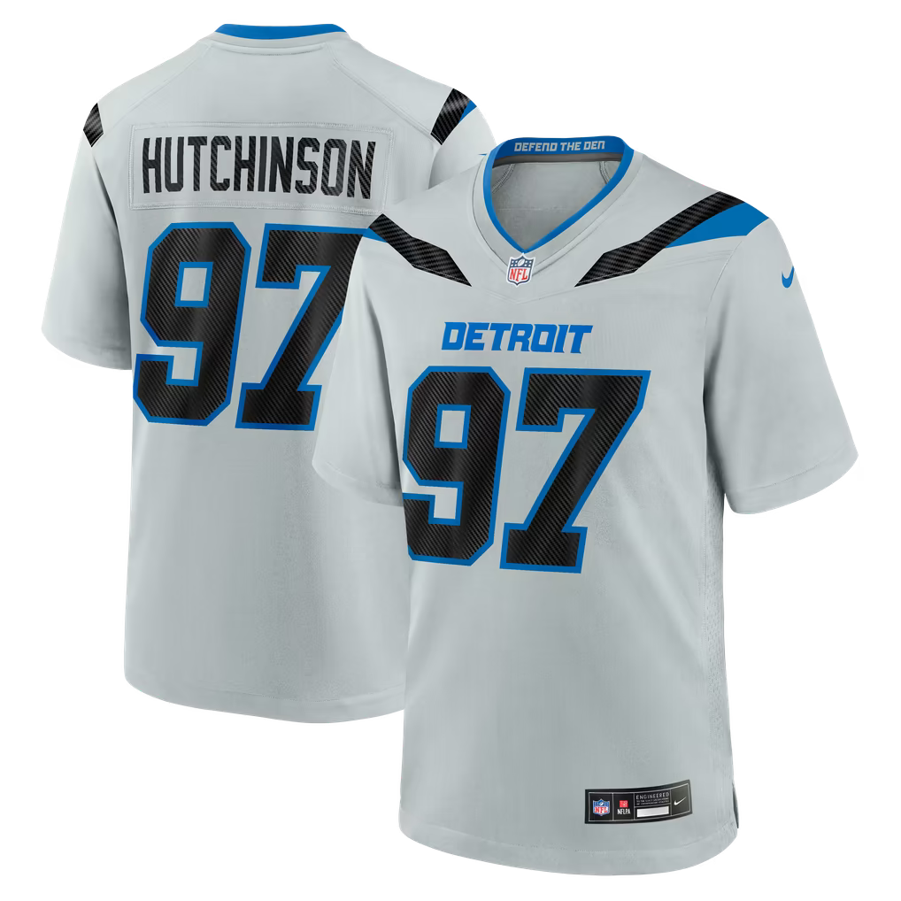 Detroit Lions Aidan Hutchinson Jersey – NFL Nike 2026 Rivalries Collection Game – Silver (USA Sourced)