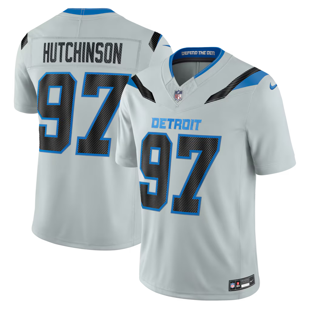 Detroit Lions Aidan Hutchinson Jersey – NFL Nike 2026 Rivalries Collection Limited – Silver (USA Sourced)