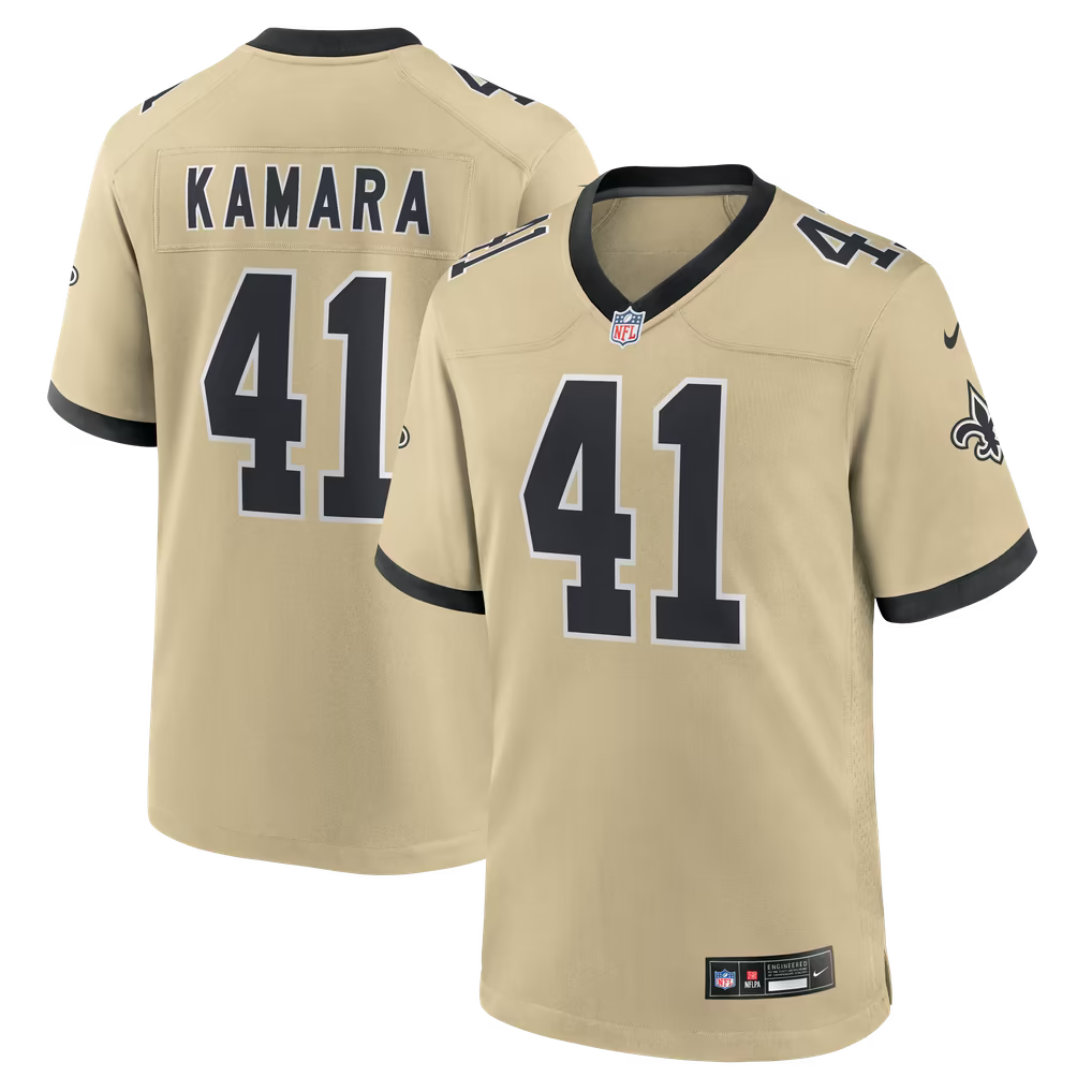 New Orleans Saints Alvin Kamara Jersey – NFL Nike Gameday Golds Alternate Game Player – Gold (USA Sourced)