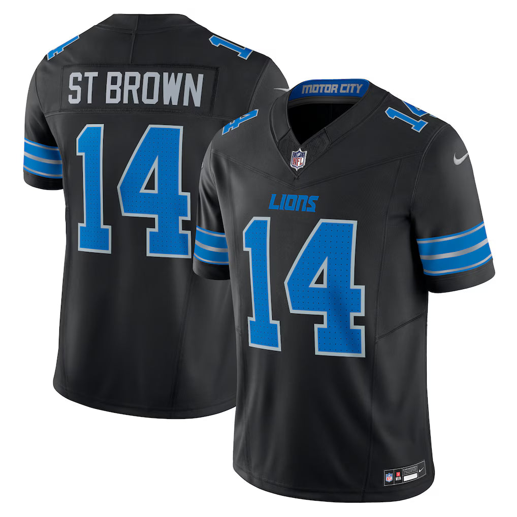 Detroit Lions NFL Amon-Ra St. Brown Nike 2nd Alternate Vapor F.U.S.E. Limited Jersey - Black (USA Stock) - UKASSNI