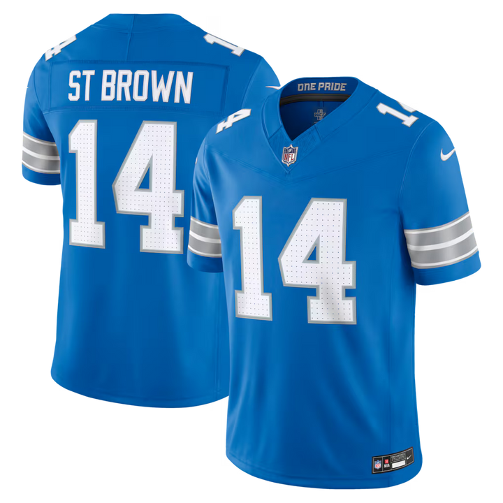 Detroit Lions Amon-Ra St. Brown Jersey - NFL Nike Vapor F.U.S.E. Stitched Limited – Blue (USA Sourced) - UKASSNI