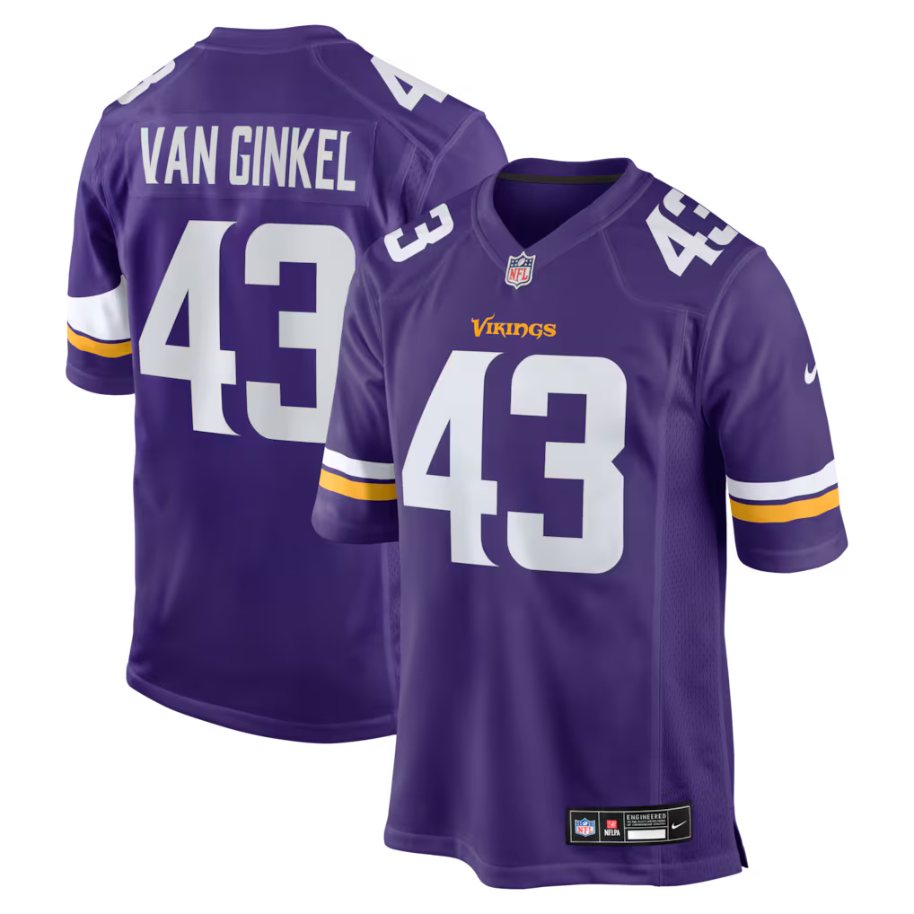 Minnesota Vikings NFL Andrew Van Ginkel Nike Team Game Jersey - Purple (USA Stock) - UKASSNI