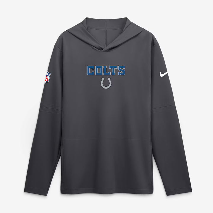 Indianapolis Colts Hooded Long Sleeve Top – NFL Nike Rivalries Collection Sideline Lightweight – Anthracite (USA Sourced)