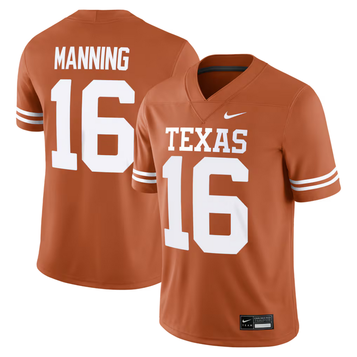 Texas Longhorns Arch Manning Jersey - NCAA Nike Home Game – Texas Orange Large (UK Ready)