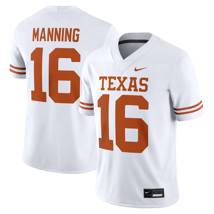 Texas Longhorns Arch Manning Jersey - NCAA Nike Football Game – White (UK Ready)