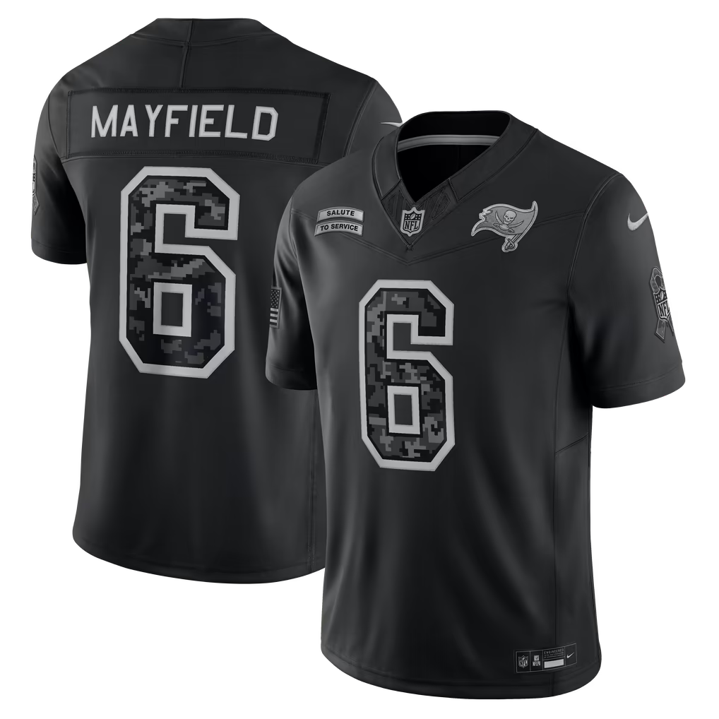 Tampa Bay Buccaneers Baker Mayfield Jersey – NFL Nike 2026 Salute to Service Stitched Limited – Black (USA Sourced)