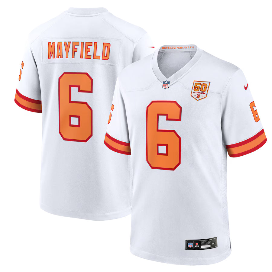Baker Mayfield NFL Tampa Bay Buccaneers Nike 50th Season Game Jersey – White (USA Stock) - UKASSNI