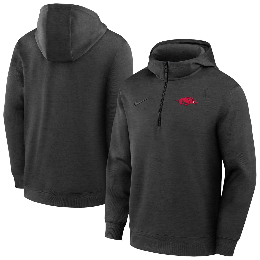 Arkansas Razorbacks Hoodie – Nike Coaches Dri-FIT Half-Zip – Black (USA Sourced) - UKASSNI