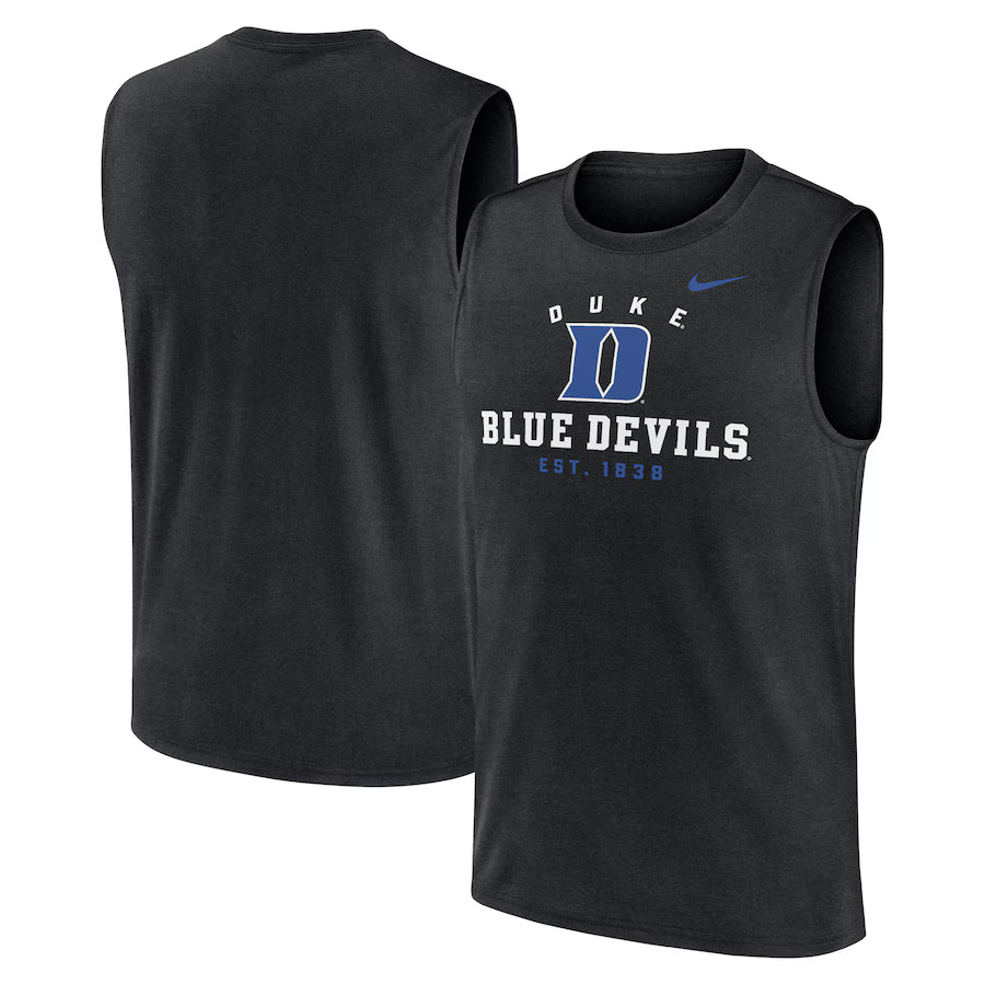 Duke Blue Devils NCAA Nike Primetime Legend Mascot Lock Up Performance Muscle Tank Top – Black (USA Stock) - UKASSNI
