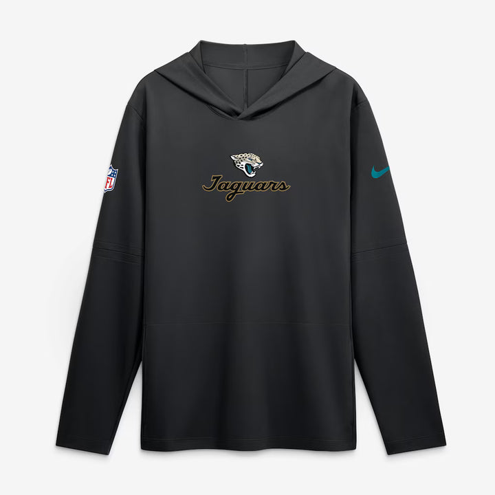 Jacksonville Jaguars Hooded Long Sleeve Top – NFL Nike Rivalries Collection Sideline Lightweight – Black (USA Sourced)