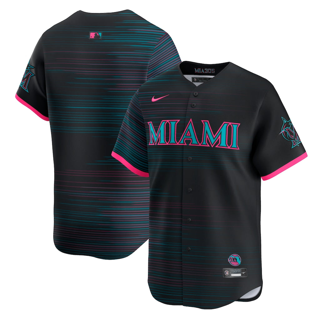 Miami Marlins MLB Nike 2025 City Connect Limited Jersey – Black (USA Stock)
