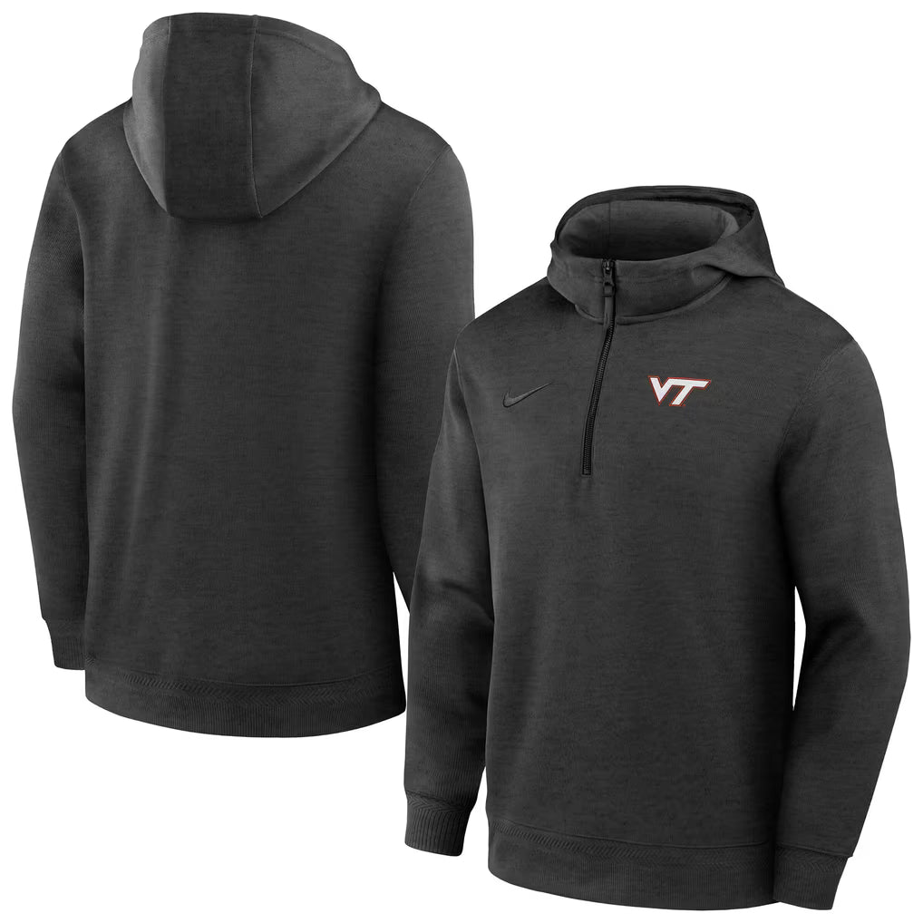 Virginia Tech Hokies Hoodie – Nike Coaches Dri-FIT Half-Zip – Black (USA Sourced) - UKASSNI