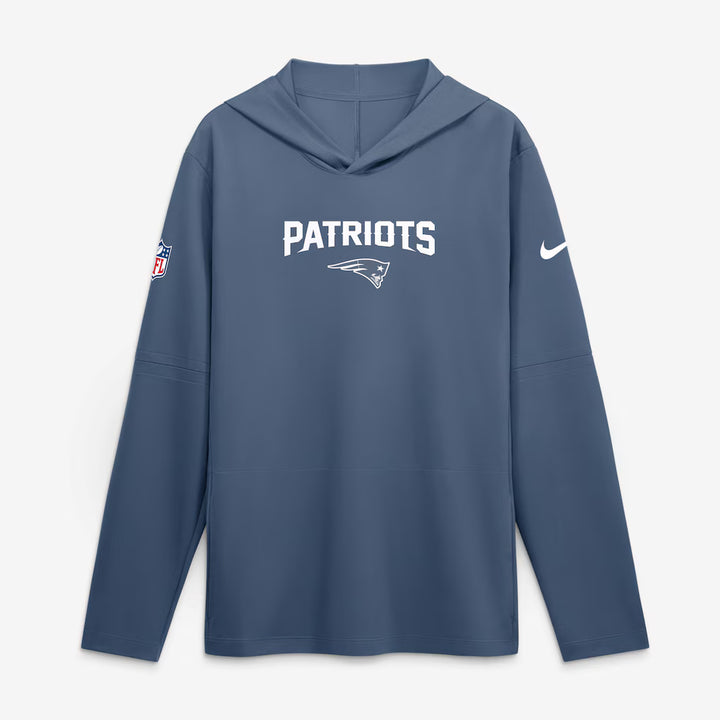 New England Patriots Hooded Long Sleeve Top – NFL Nike Rivalries Collection Sideline Lightweight – Blue (USA Sourced)